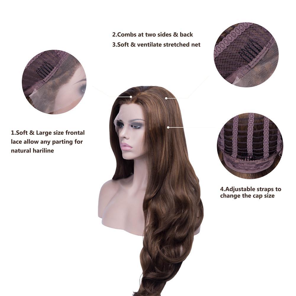 Long Highlight Blonde Wavy Glueless Lace Front Wigs - Imstylewigs