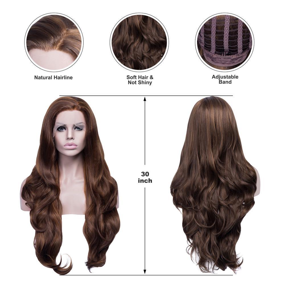 Highlight Blonde Wavy Synthetic Glueless Lace Front Wigs - Imstylewigs