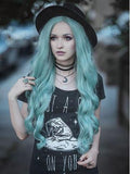 Long Emerald Green Wavy Synthetic Lace Front Wig - FashionLoveHunter