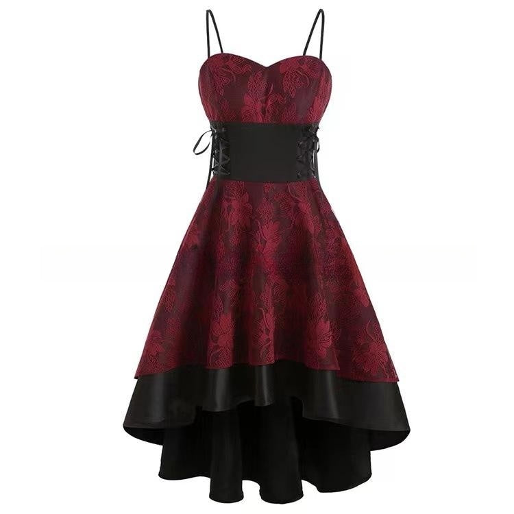 1950s Gothic Lace-up Strap Dress
