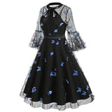 Blue 1950s Lace Butterfly Dress