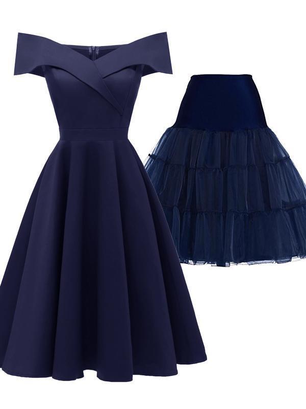 2PCS Top Seller 1950s Swing Dress & Blue Petticoat