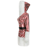 Lady Hooded Striped Deluxe Santa Clause Costumes Sexy Performance Winter Christmas Dresses For Women