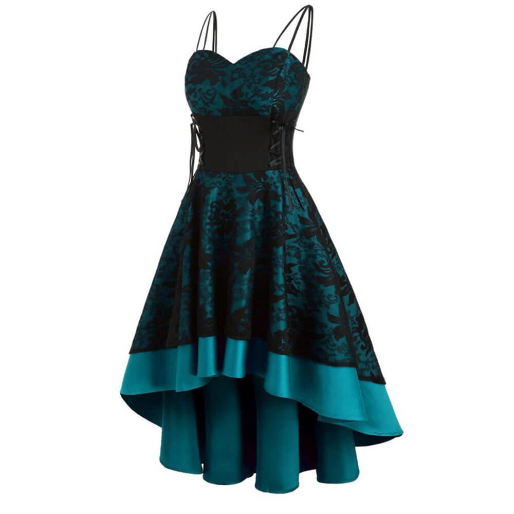 1950s Floral Lace Patchwork Strap Dress
