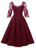 1950s Lace Half Sleeve Swing Dress