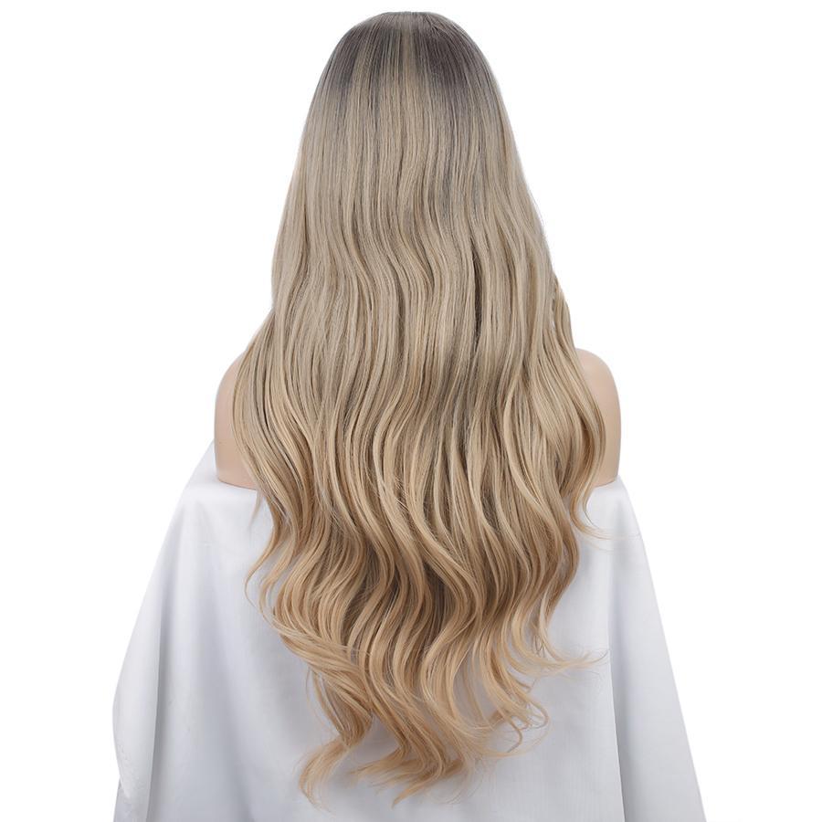 Ombre Blonde Water Wavy Synthetic Lace Front Wig Autumn-Winter