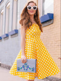 1950s Spaghetti Strap Polka Dot Dress