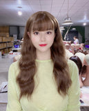 Long Brown Wave Synthetic Wig With Bangs