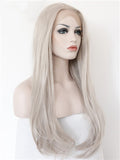 Long Ash Blonde Pearized Straight Synthetic Lace Front Wig - FashionLoveHunter