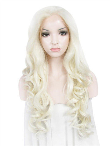 Long Bright Blonde Wave Synthetic Lace Front Wig - FashionLoveHunter