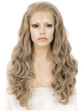 Long Dark Ash Blonde Wave Synthetic Lace Front Wig - FashionLoveHunter