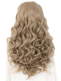 Long Dark Ash Blonde Wave Synthetic Lace Front Wig - FashionLoveHunter