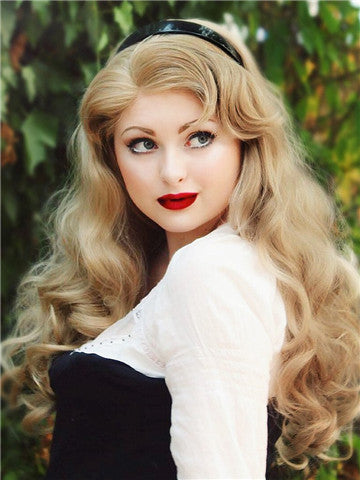 Long Dark Ash Blonde Wave Synthetic Lace Front Wig - FashionLoveHunter