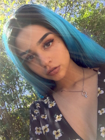 Long Deep Ice Blue Ombre Synthetic Lace Front Wig - FashionLoveHunter