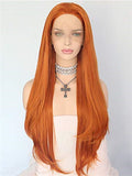 Long Mullet Orange Daily Synthetic Lace Front Wig - FashionLoveHunter