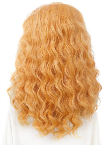 Long Strelitzia Orange Curly Synthetic Lace Front Wig - FashionLoveHunter