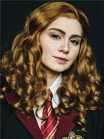 Tan Brownness Harry Porter Hermione Curly Synthetic Lace Front Wig - FashionLoveHunter