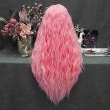 New Arrival Long Barbie Pink Curly Synthetic Lace Front Wig