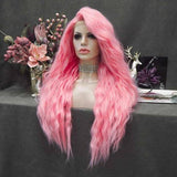 New Arrival Long Barbie Pink Curly Synthetic Lace Front Wig