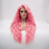 New Arrival Long Barbie Pink Curly Synthetic Lace Front Wig