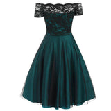 1950s Lace Patchwork Swing Mesh Dress