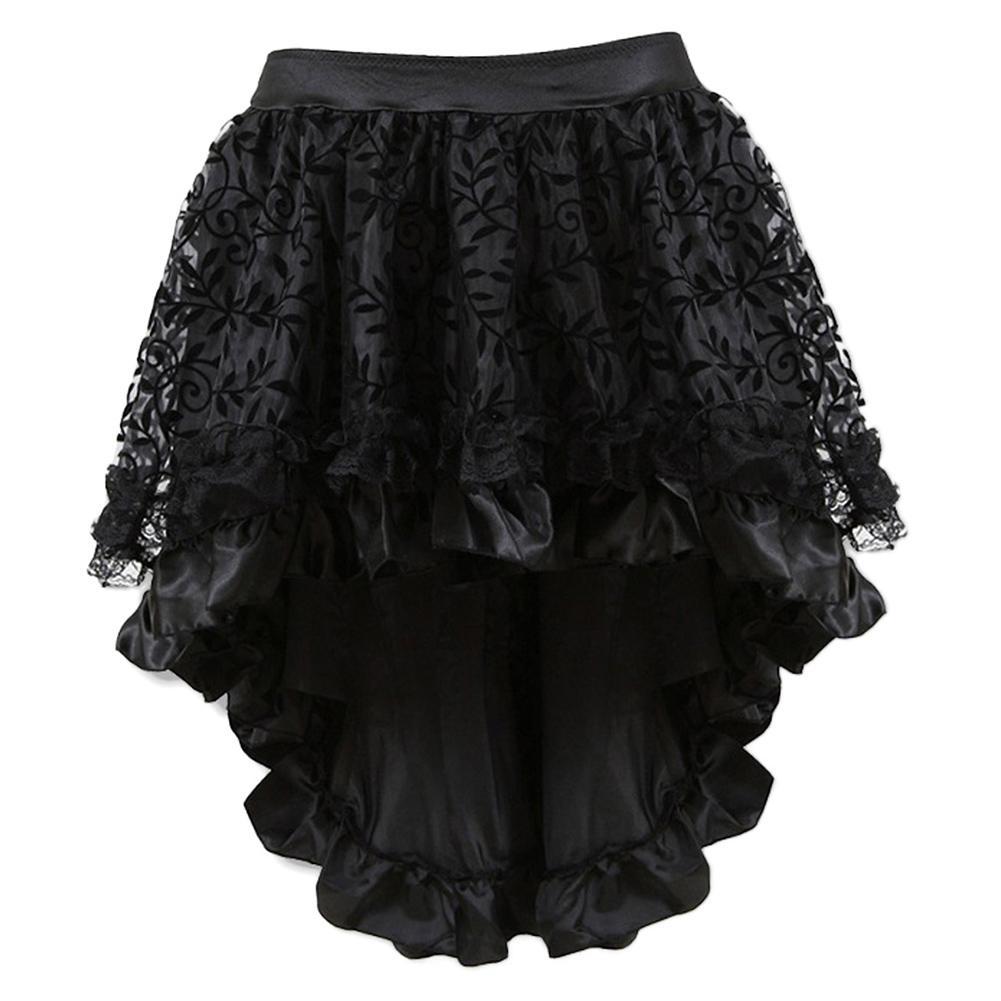 Women Multilayer Lace Victorian Burlesque Costumes Gothic Steampunk Clothing Ruffled Chiffon Skirt