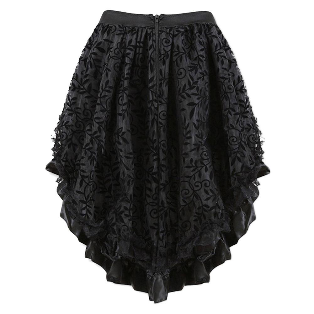 Women Multilayer Lace Victorian Burlesque Costumes Gothic Steampunk Clothing Ruffled Chiffon Skirt