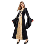 Women Medieval Renaissance Vintage Dress Court Costume Square Collar Bundled Corset Dress Halloween Party Dress