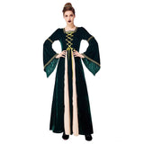 Women Medieval Costume Renaissance Vintage Dress Flare Long Sleeve Floor Length Palace Royal Court Costume