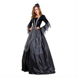 Women Long Dresses Elegant Halloween Party Cosplay Costume Vintage Witch Long Sleeve Maxi Dress