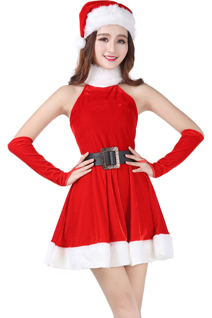 Women Christmas Party Dress Ladies Santa Costume Cosplay Suit