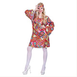 Women Hippie Groovy Lady Retro Costume Halloween 1960s Stage Performance Outfit