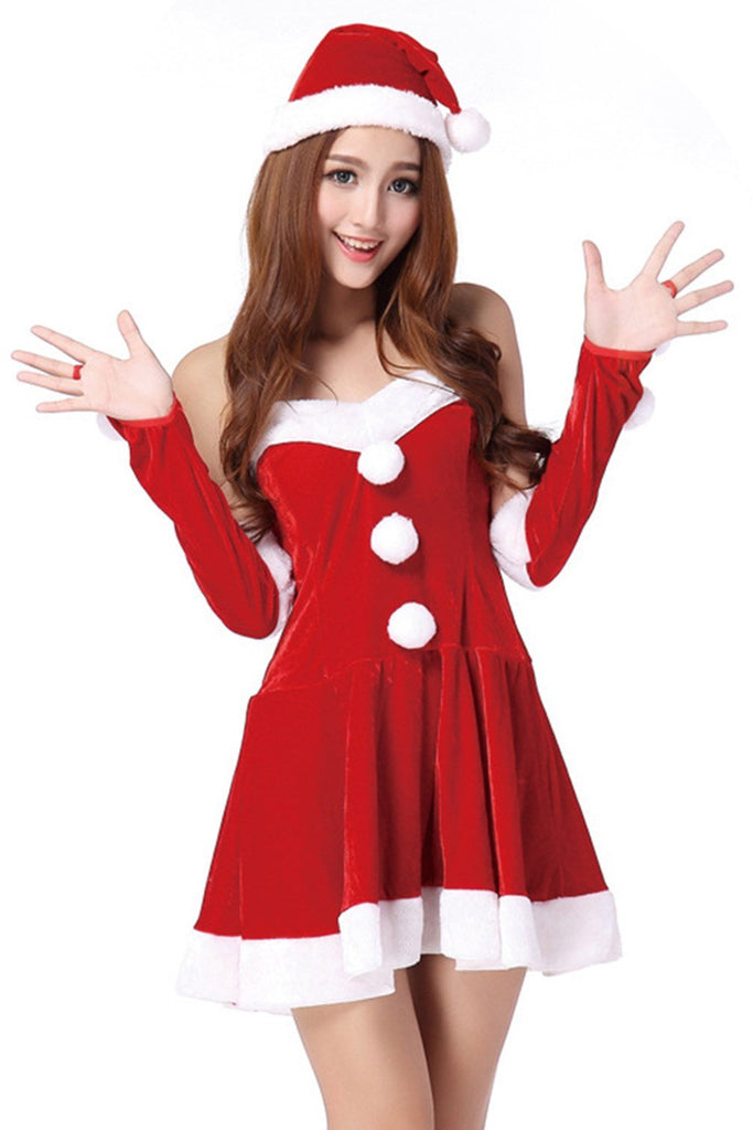 Women Christmas Santa Cosplay Costume Princess Dress