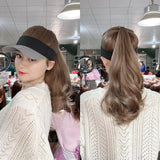 Long Brown Synthetic Ponytail Wig With Baseball Cap