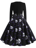 Halloween Print Long Sleeve Dress