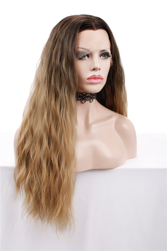Ombre Brown Blonde Curly Lace Front Wigs Autumn-Winter