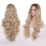 Pinkshow Ash Blonde Wavy Glueless Lace Front Synthetic Wigs