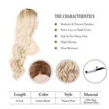 Pinkshow Ash Blonde Wavy Synthetic Glueless Lace Front Wigs