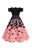 Black 1950s Butterfly Swing Dress