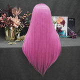 2020 New Arrival Long Black To Hot Pink Ombre Synthetic Lace Front Wig