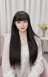Long Straight Black Synthetic Wig With Bangs
