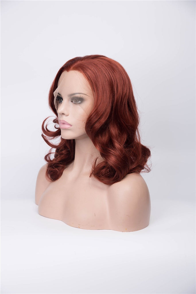 Short Auburn Wavy Synthetic Lace Front Wigs - Imstylewigs