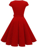 Red 1940s Floral Belted Dress