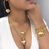 3 Pcs/Set Gold Love Multi-layer Necklaces+Earrings+Bracelet