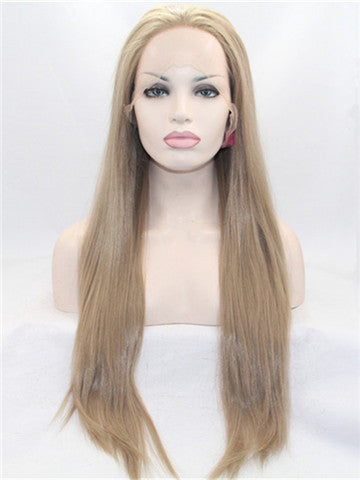 Amanda Gold Blonde Long Straight Synthetic Lace Front Wig - FashionLoveHunter