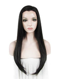 Long Jet Black Straight Synthetic Lace Front Wig - FashionLoveHunter