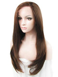 Long Warm Honey Brown Synthetic Lace Front Wig - FashionLoveHunter