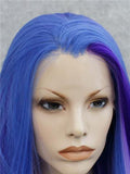 Long Blue Purple Mixed Magic Straight Synthetic Lace Front Wig - FashionLoveHunter