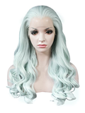 Bright Mint Green Long Wave Synthetic Lace Front Wig - FashionLoveHunter