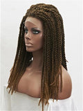 Brown Ombre Two Tones Braids Long Synthetic Lace Front Wig - FashionLoveHunter